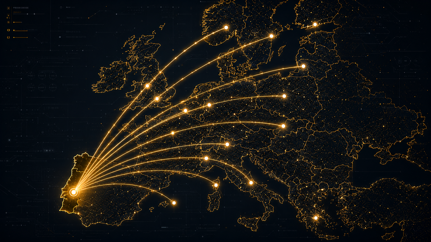 Mapa de cobertura EuroLuso para transporte de automóveis na Europa